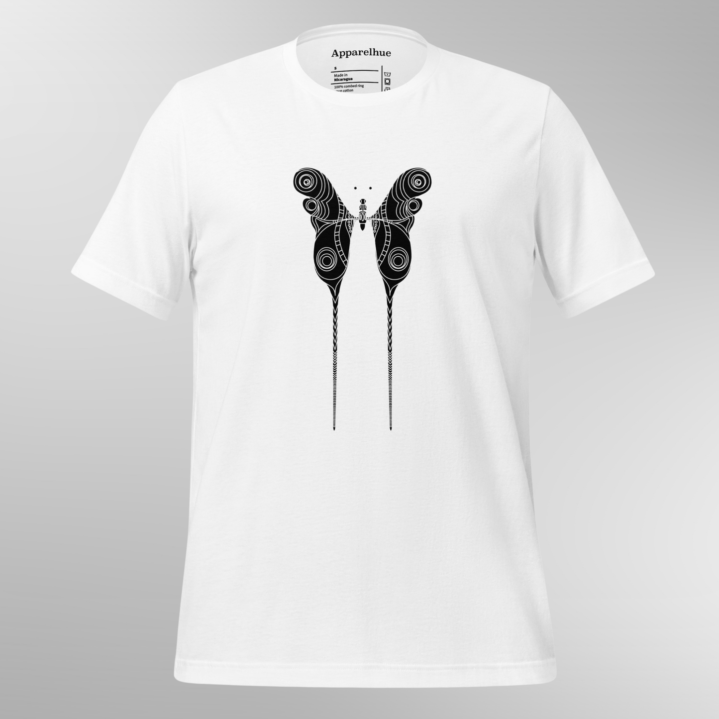 Favorite Crewneck Art T-Shirt, Butterfly Dream T-Shirt, Black and White Butterfly Design