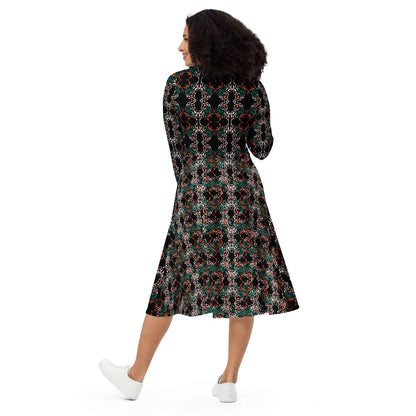 Abstract Art Dress All-Over Print Long Sleeve Midi Dress