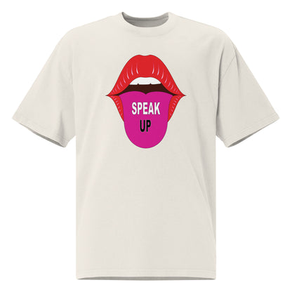 Speak Up Art Print Oversized Faded T-Shirt – Vintage Graphic Tee for Statement Style