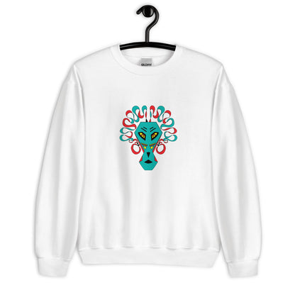 Artsy Print Mask Unisex Sweatshirt, Animal Print Fashion, Streetwear Style, Unique Clothing Trends