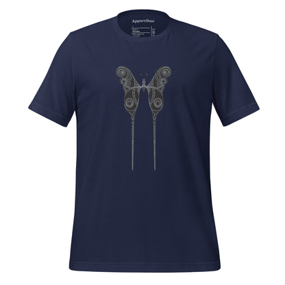 Favorite Crewneck Art T-Shirt, Butterfly Dream T-Shirt, Black and White Butterfly Design